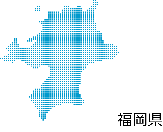 福岡県-四角ドットのデザイン地図