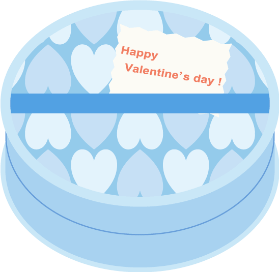 バレンタイン-水色のハート模様のチョコレート箱