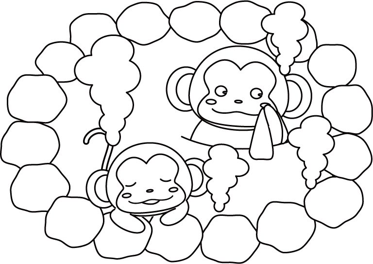 泡温泉的猴子的涂绘(线条)