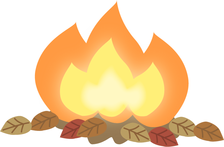 篝火火焰和落叶