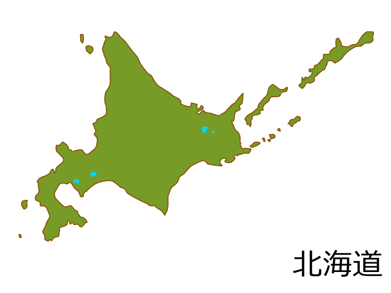 北海道の地図(色付き)素材