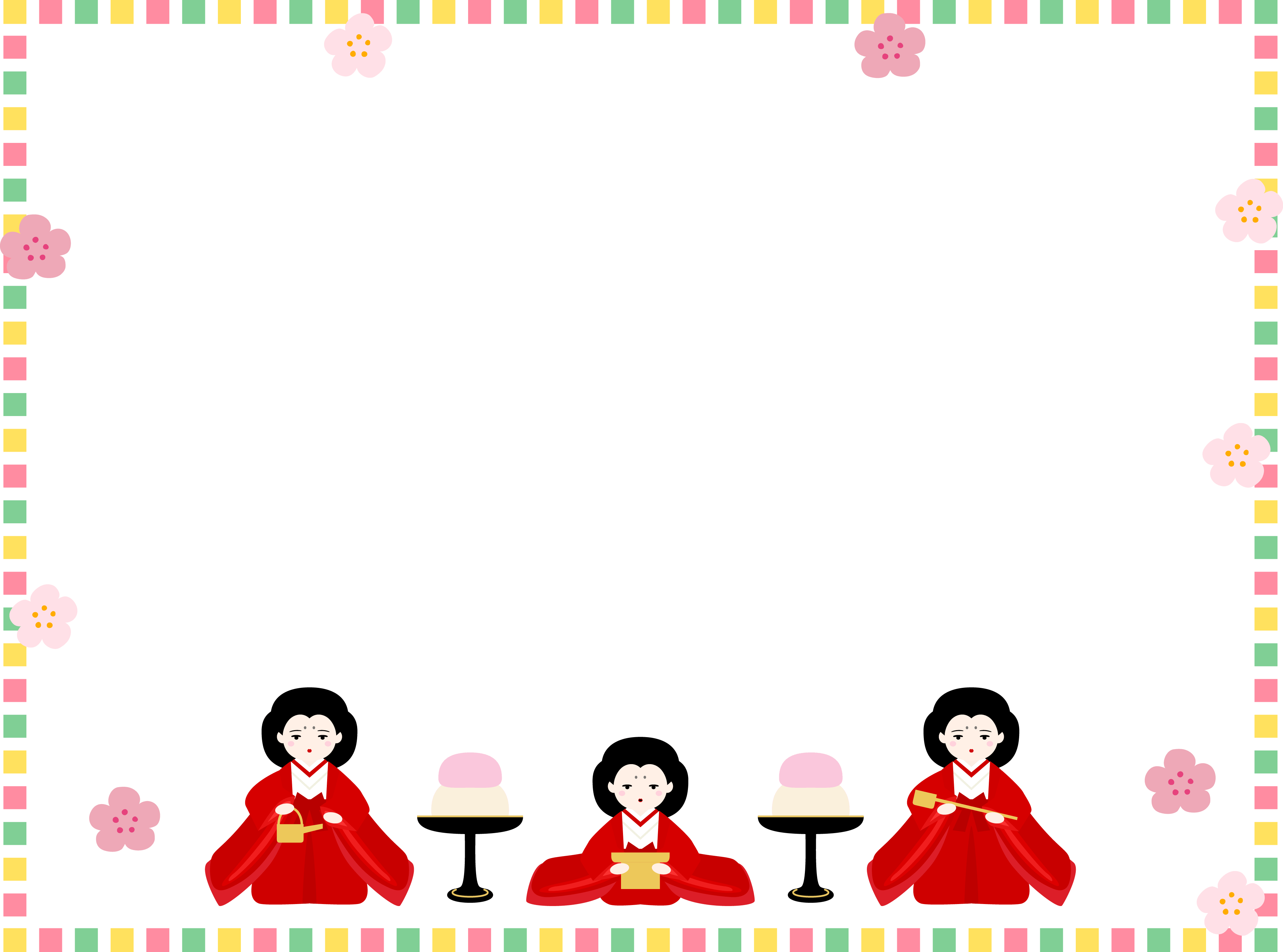 五彩缤纷的四角三人官女的包围女儿节装饰框