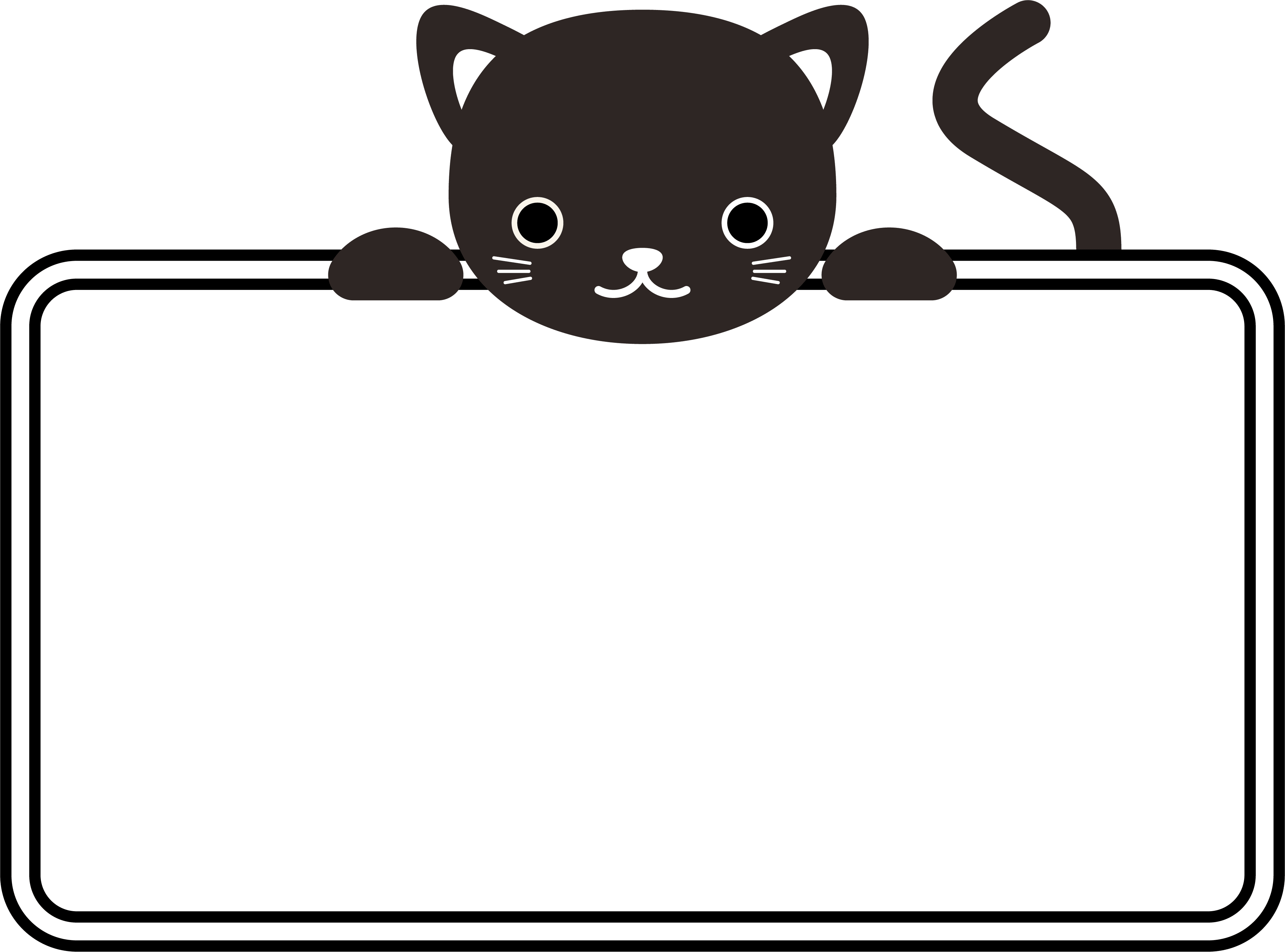 かわいいネコの白黒看板フレーム飾り枠