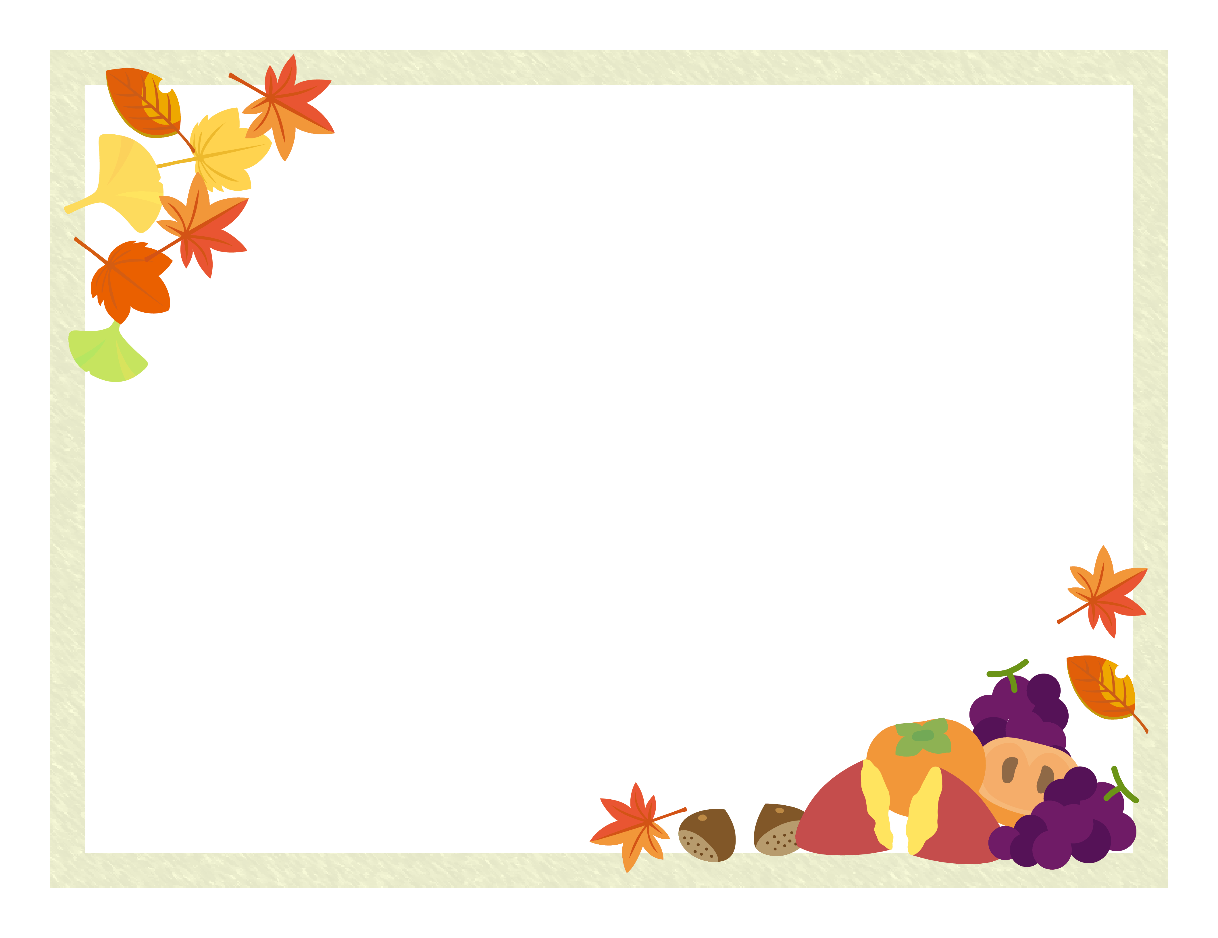 秋天的味觉和红叶的装饰框