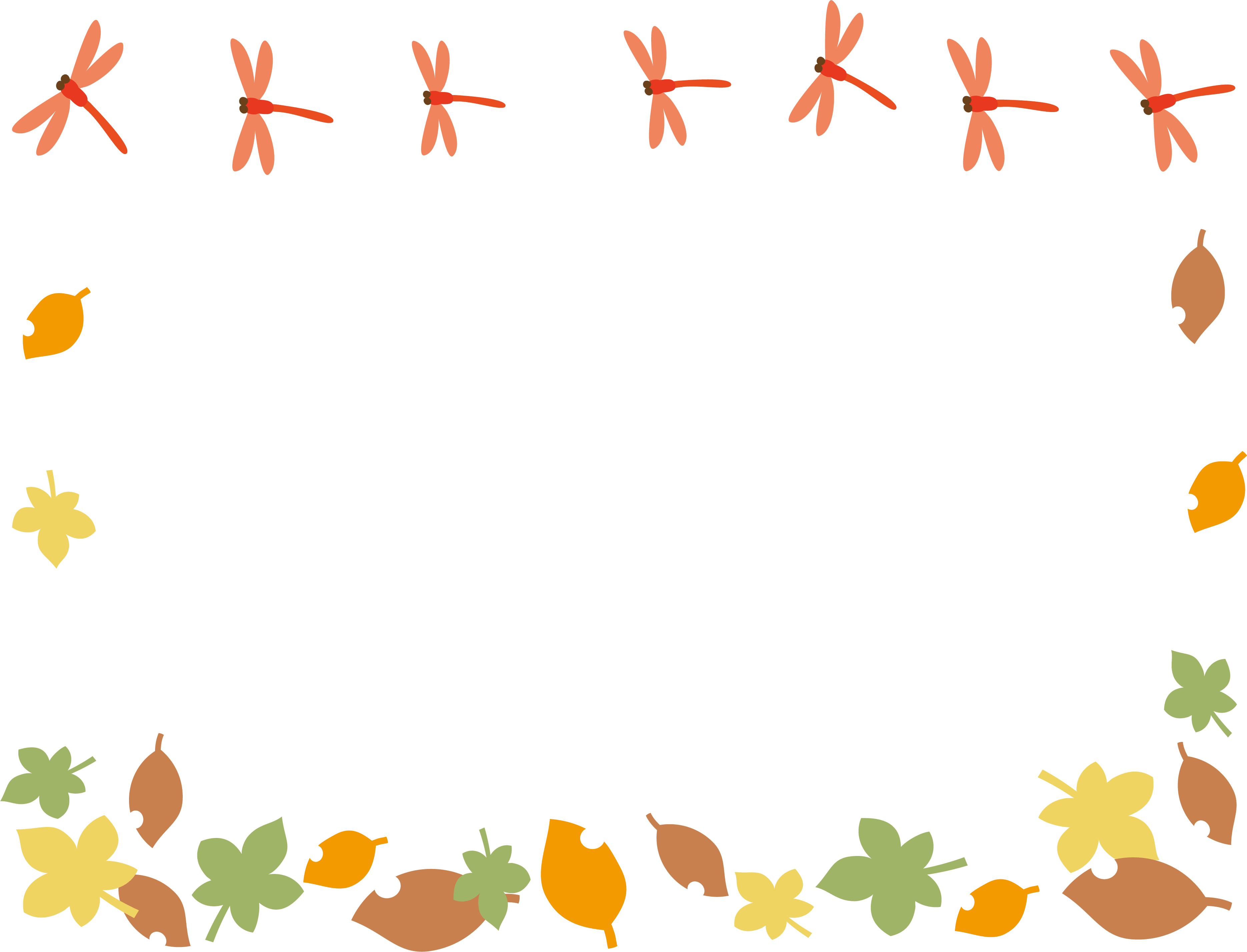 在秋天落叶上飞翔的红蜻蜓装饰框