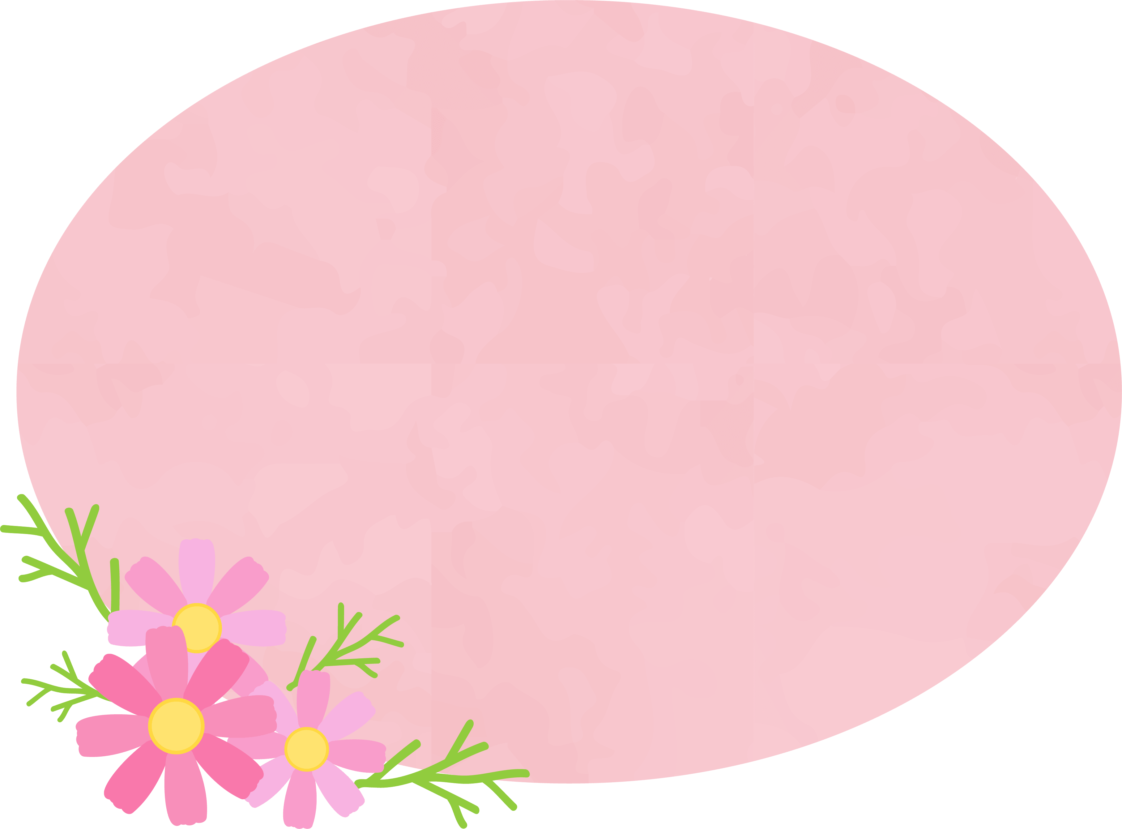コスモスとピンクの楕円のフレーム飾り枠