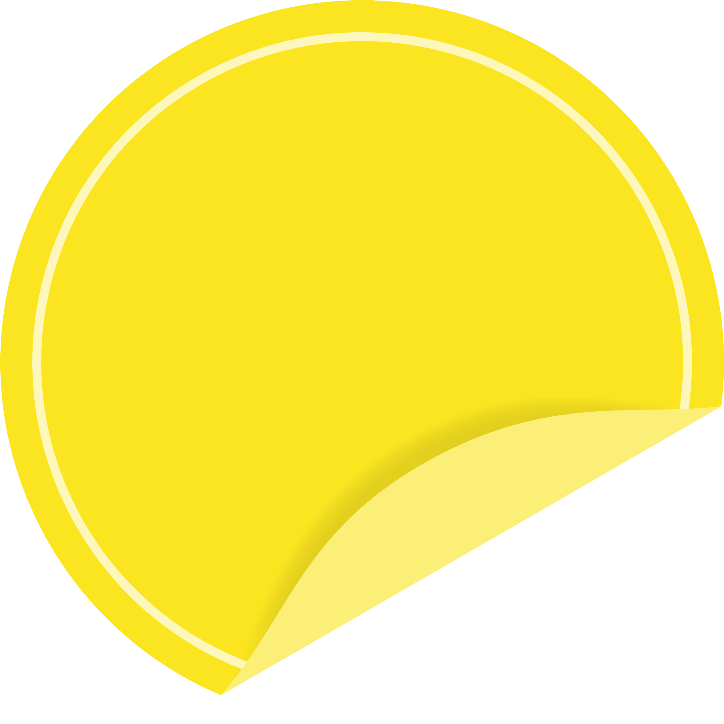 めくれた黄色い円形のシール ラベルのフレーム飾り枠 イラスト素材 超多くの無料かわいいイラスト素材