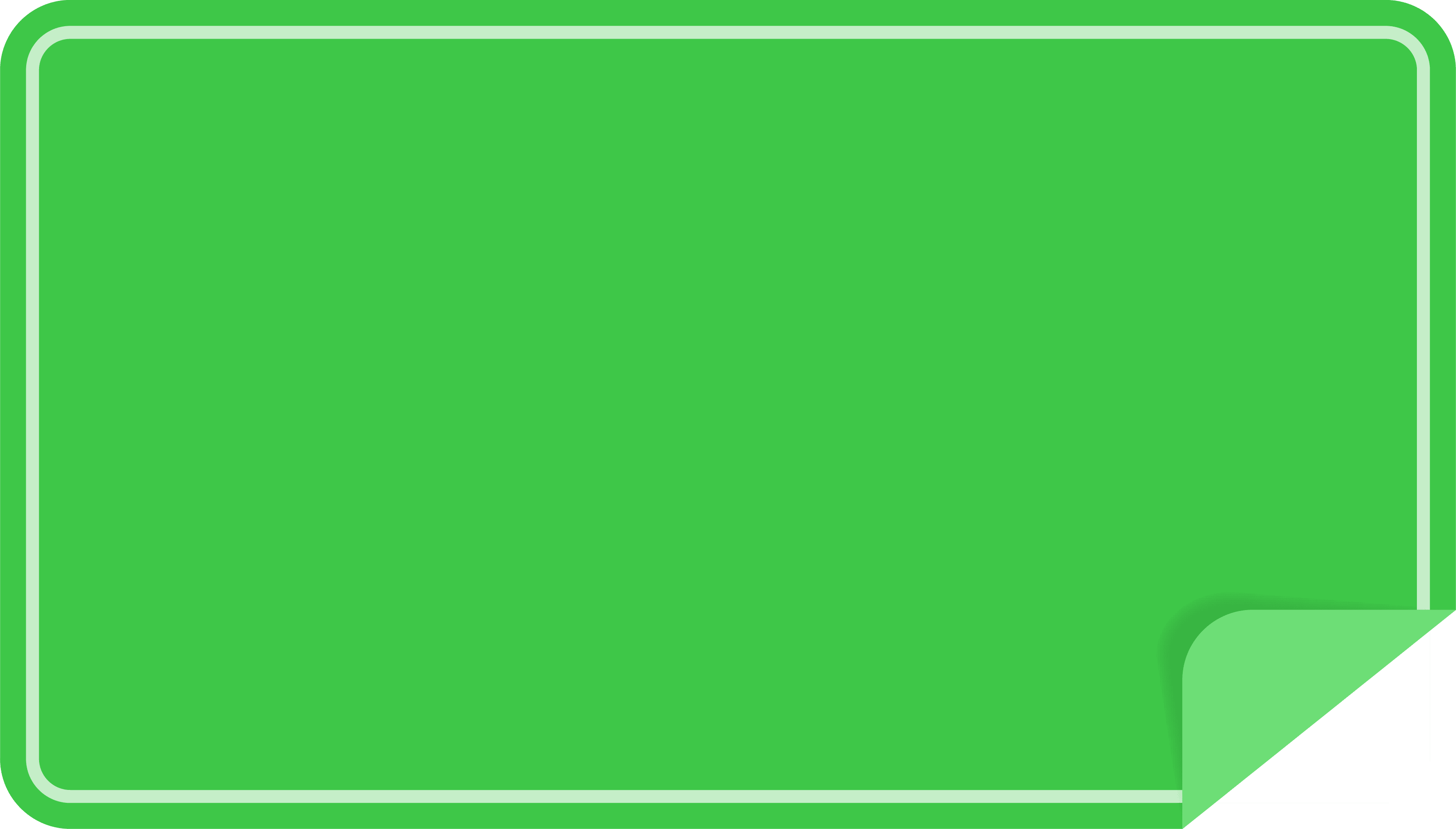 めくれた緑色の横長のシール-ラベルのフレーム飾り枠