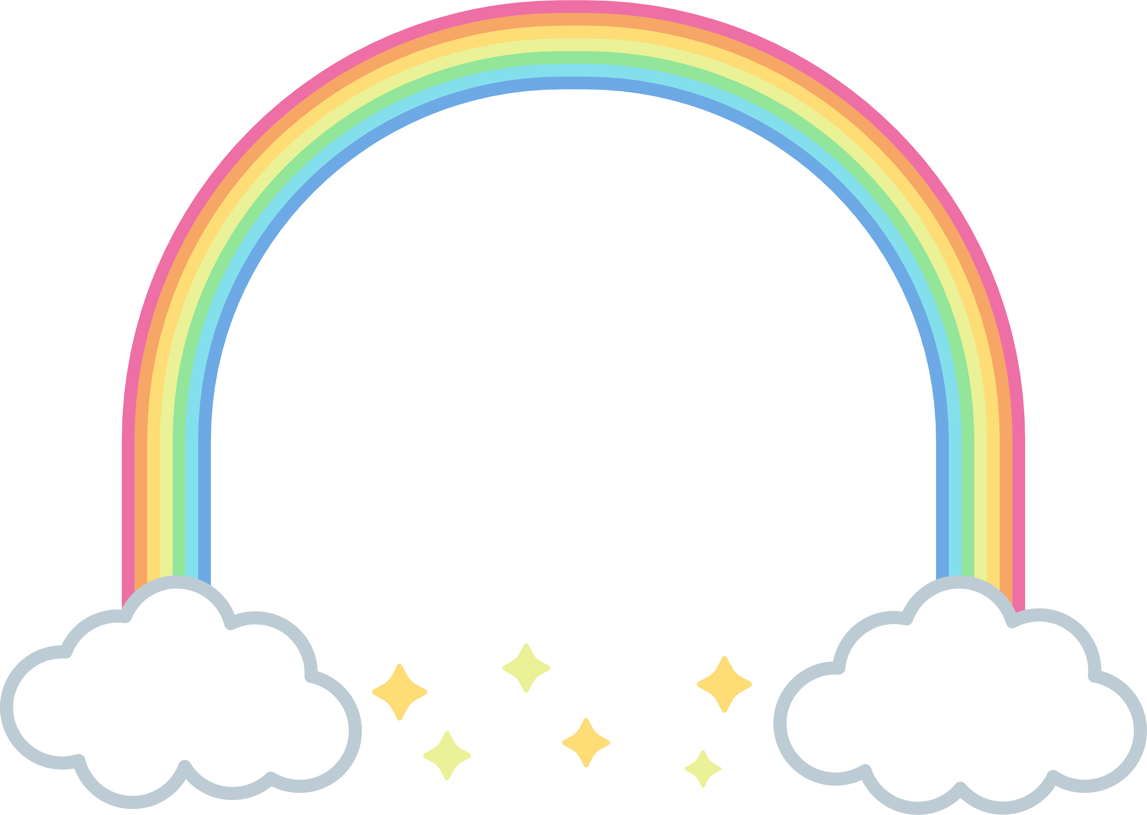 虹のアーチと星のフレーム飾り枠
