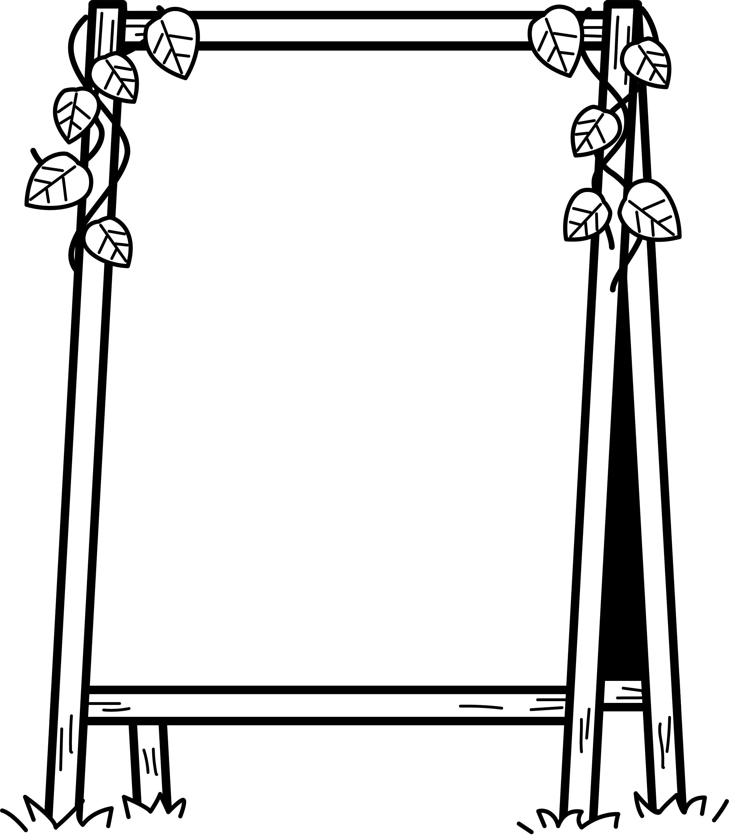 立木招牌和叶子(黑白装饰框)