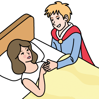 目覚める白雪姫と微笑む王子