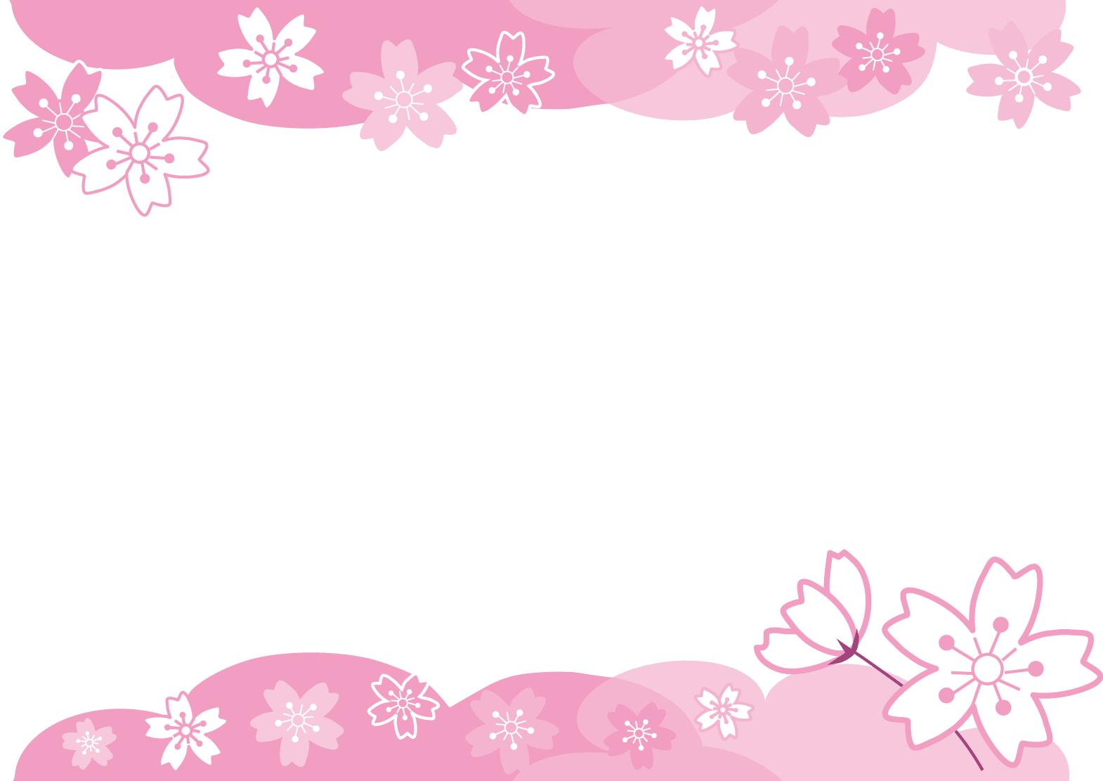 桜イラスト 飾り枠 ライン イラスト素材 超多くの無料かわいいイラスト素材