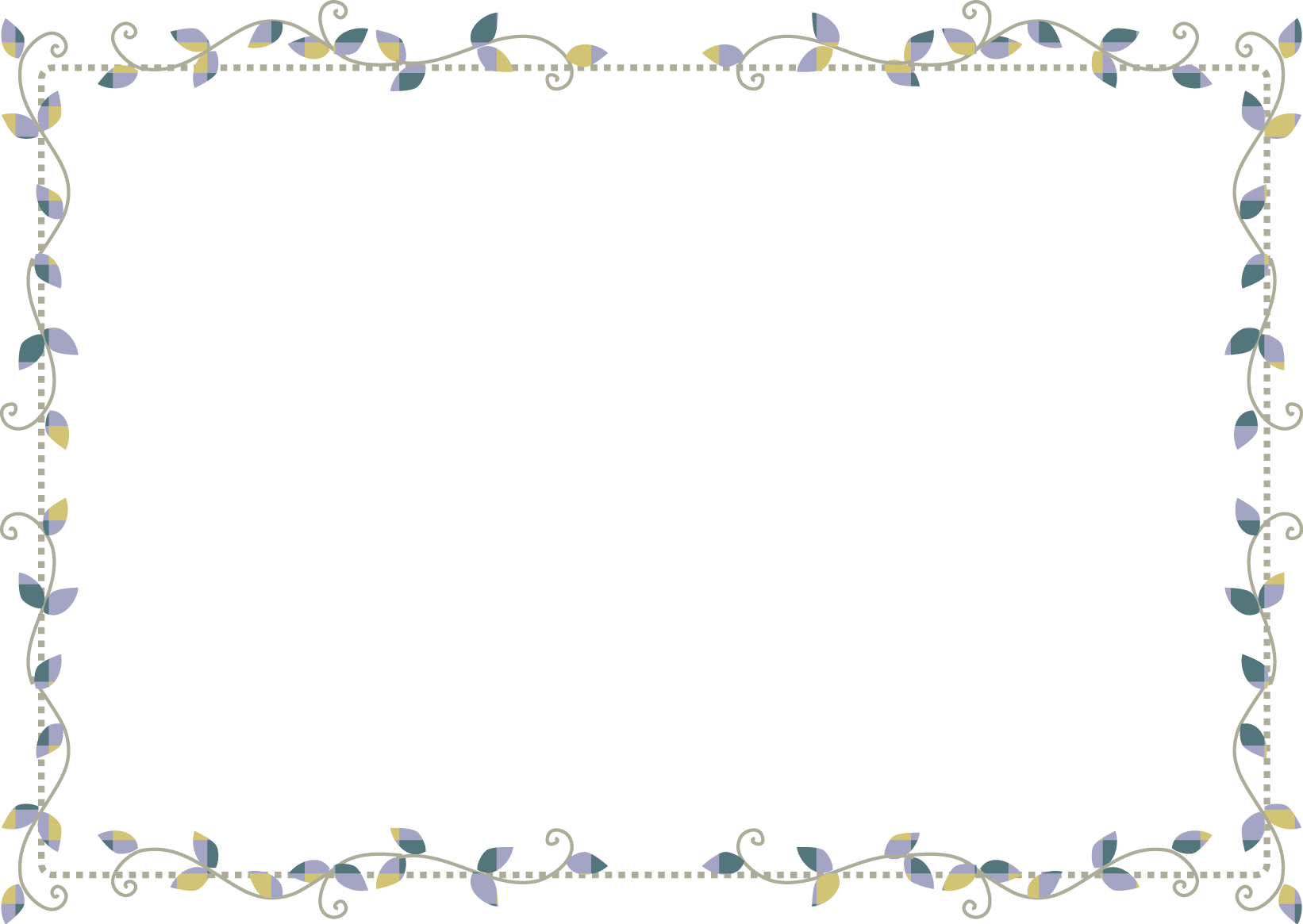 飾り枠-イラスト枠フレーム-シンプルな葉のデザイン