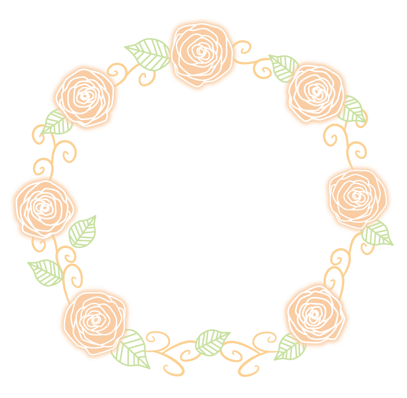 サークル状の手書き風のバラ 薔薇 のフレーム 飾り枠 イラスト素材 超多くの無料かわいいイラスト素材