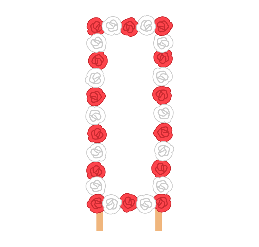 紙花で飾り付けた立て看板のフレーム-枠
