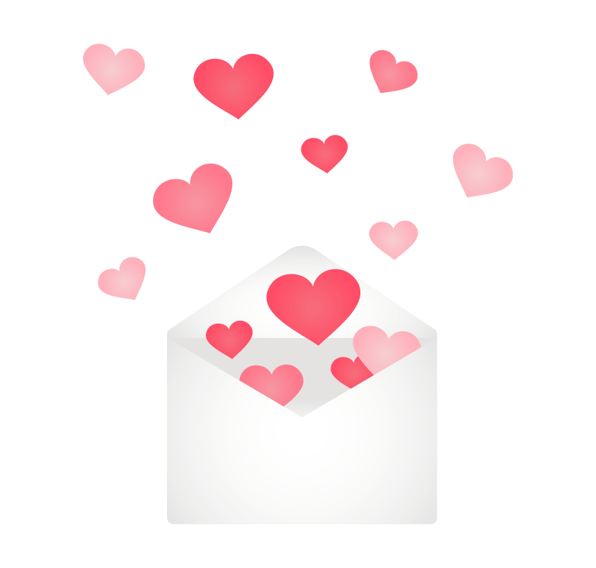 Heart protruding from the envelope