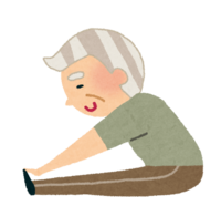 Grandfather doing flexible exercises