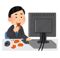 A person who eats sweets during work (male)