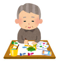 Old man drawing a picture