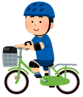 プロテクターをつけて自転車に乗る子供(男の子)