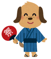 Dog character wearing a yukata