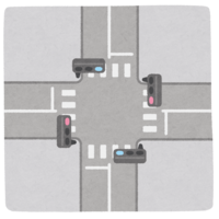 Intersection and car seen from above (with signal)