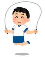 Child (boy) flying with a skipping rope