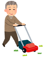 Lawn mowing (old man)