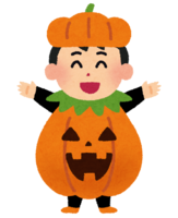 Boy dressed as a pumpkin