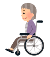Wheelchair rider (grandmother) seen from the side