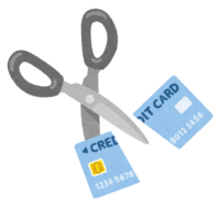 Credit card is cut with scissors