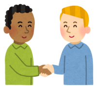 Black men and white men shaking hands