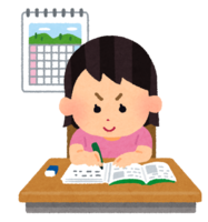 Girl doing homework during summer vacation