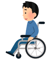 Wheelchair rider (male) seen from the side