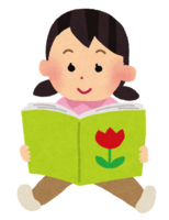 Child (girl) reading a picture book