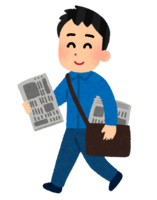 Newspaper delivery (walking-male)