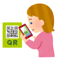 Person shooting the QR code (white woman)