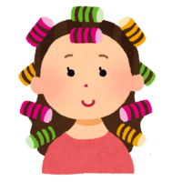 Woman with curlers on her hair