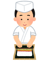 Itamae making sushi rolls