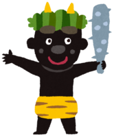 Setsubun (black demon and gold stick)