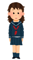 Student in a shabby uniform (girl-sailor suit)