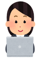 Office worker (female) who uses a personal computer with various facial expressions