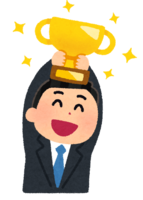 Person with a winning cup (male office worker)