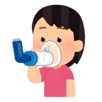 Child (girl) using the spacer of the inhaler