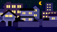 夜の住宅街(背景素材)