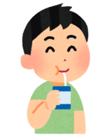 Boy drinking a pack of drinks