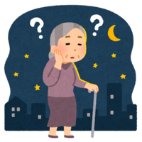 Elderly (grandmother) wandering at midnight