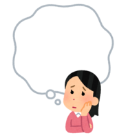 Worried person and speech bubble (female)