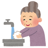 Grandmother washing hands