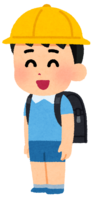 Child (boy) carrying a school bag